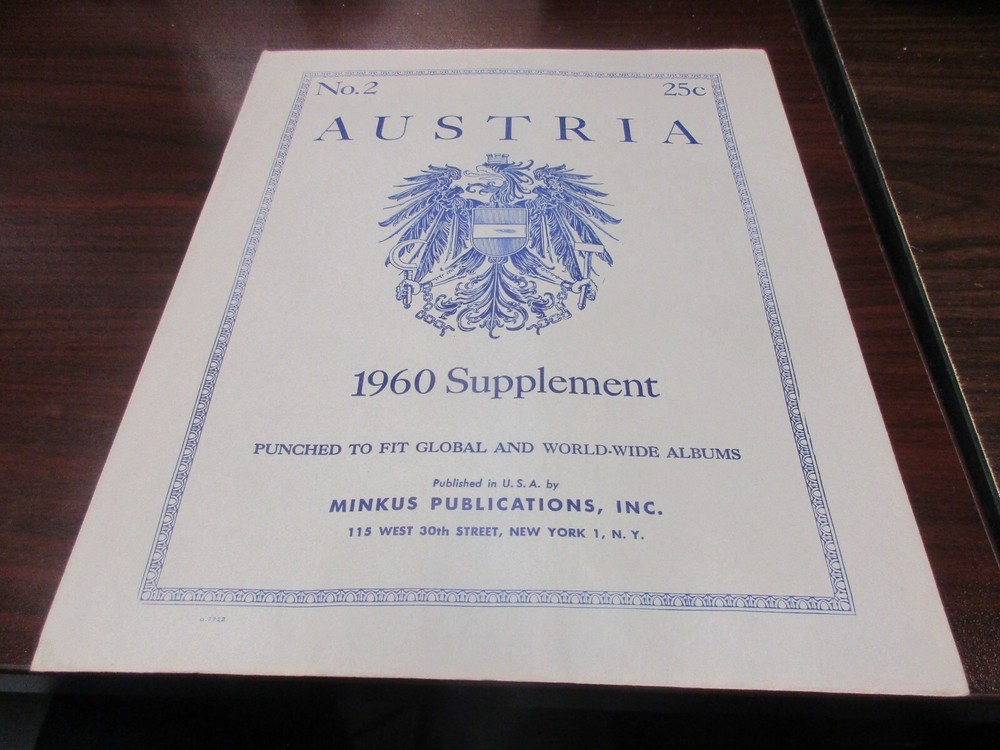 "MINKUS" 1960  SUPPLEMENT AUSTRIA  #2  W/FREE SHIPPING!!!