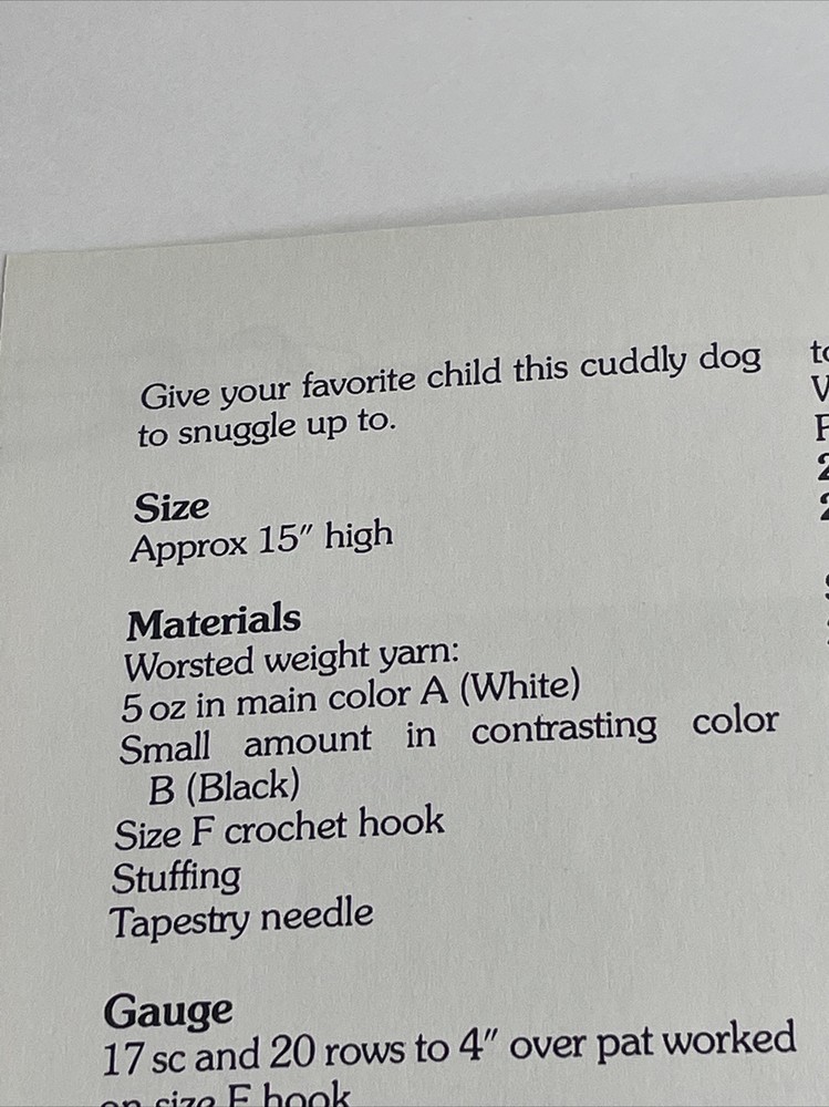 Marshall Cavendish Woolly Dog Stuffed Toy Crochet Pattern