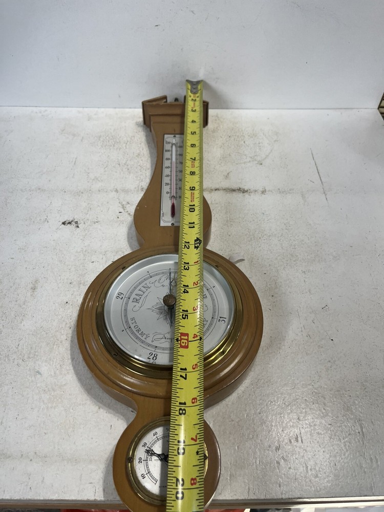 - Wall Mounted Genuine Mahogany Thermometer Barometer Hygrometer Untested