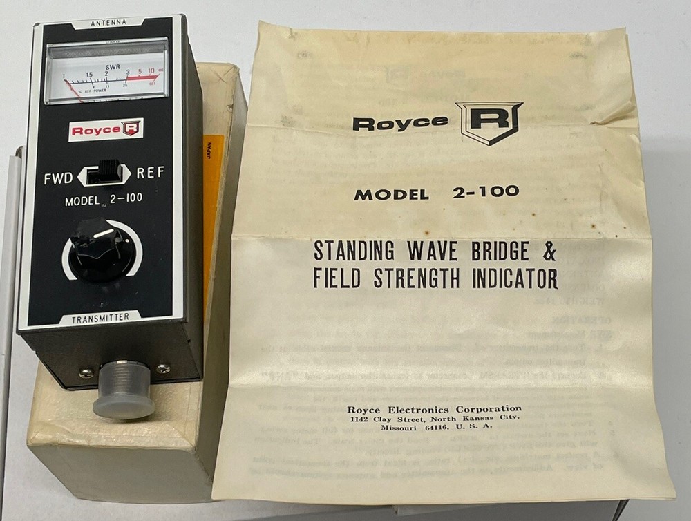 Vtg ROYCE ELECTRONICS MODEL 2-100 FIELD STRENGTH & SWR METER Standing Wave
