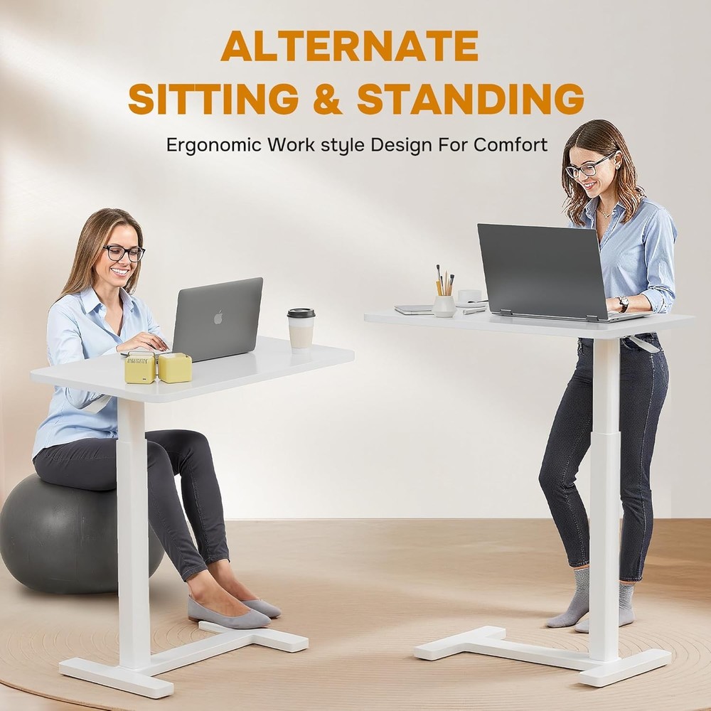Overbed Bedside Table W/ Hidden Casters Adjustable Hospital & Home Use Bed Table