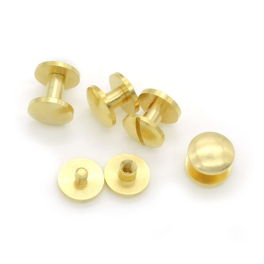 60 Sets Brass Screws Leather Fasteners Rivets Kit with Install Hole Punch5 Sizes