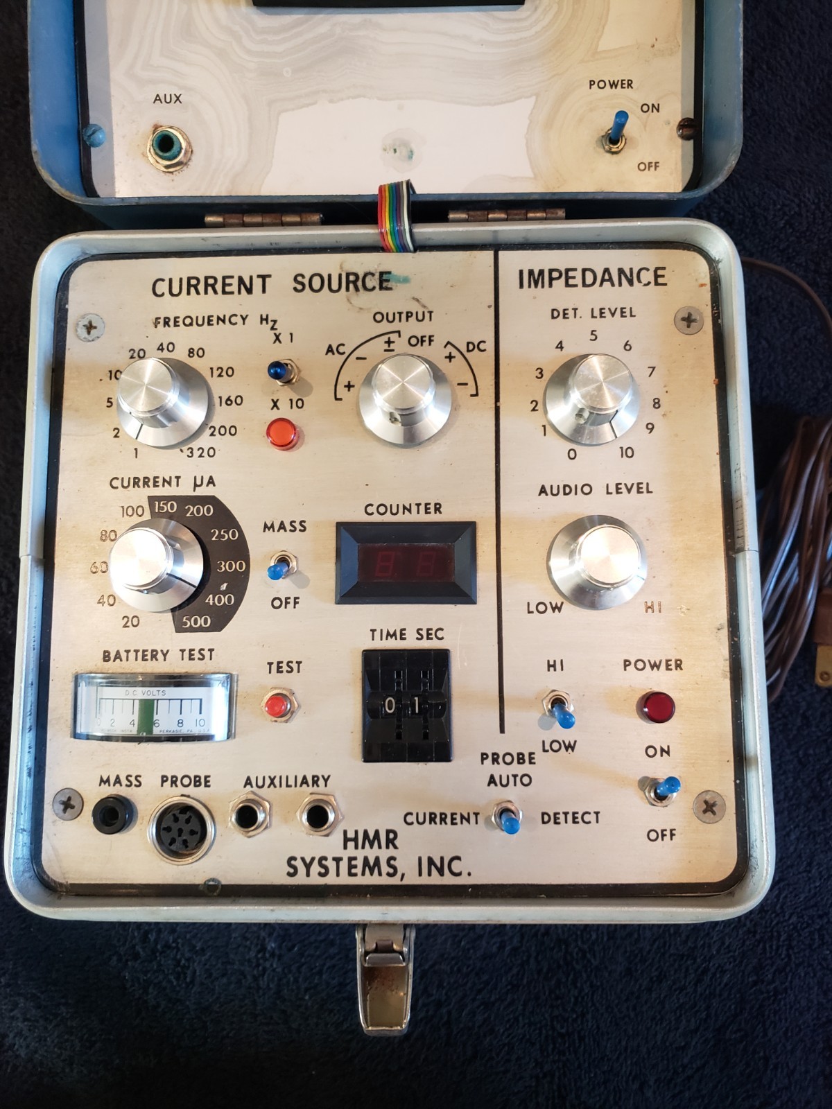 Vintage Ack-U-Meter Quackery Medical Machine Model II, HMR Systems. Works!