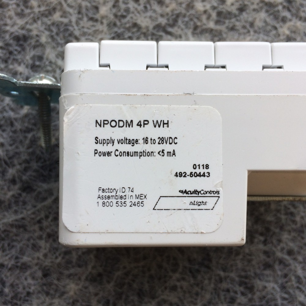 Acuity Controls NPODM 4P WH Push-Button Wallpod (White) Sensor Switch