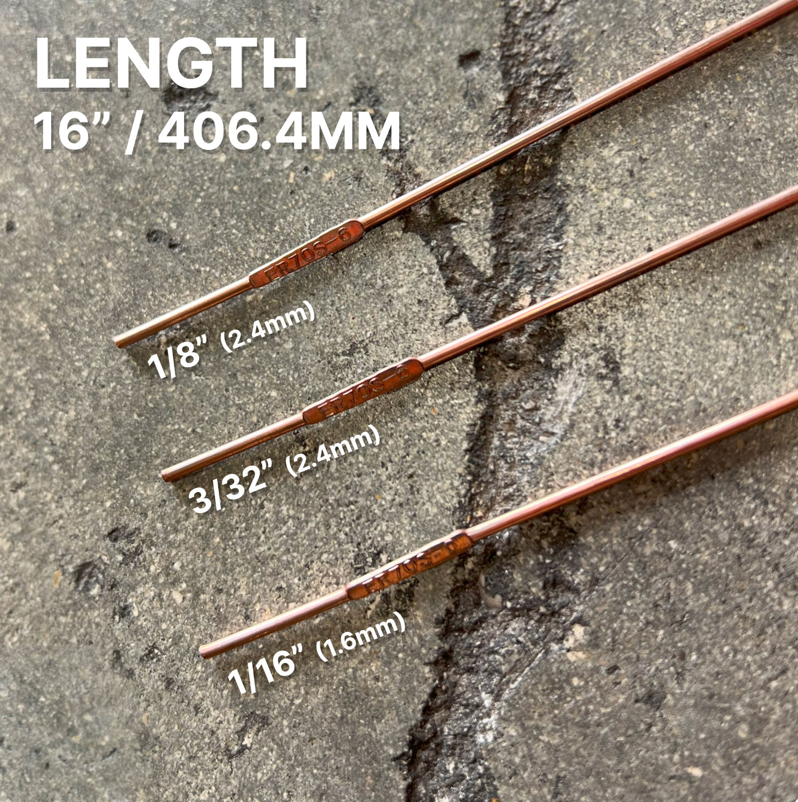 ER70S-6 1LB 1/16" x 16" Mild Steel TIG Welding Rod - PGN