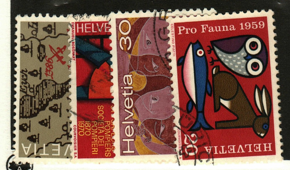 Switzerland #371, 511, 600, 773 used