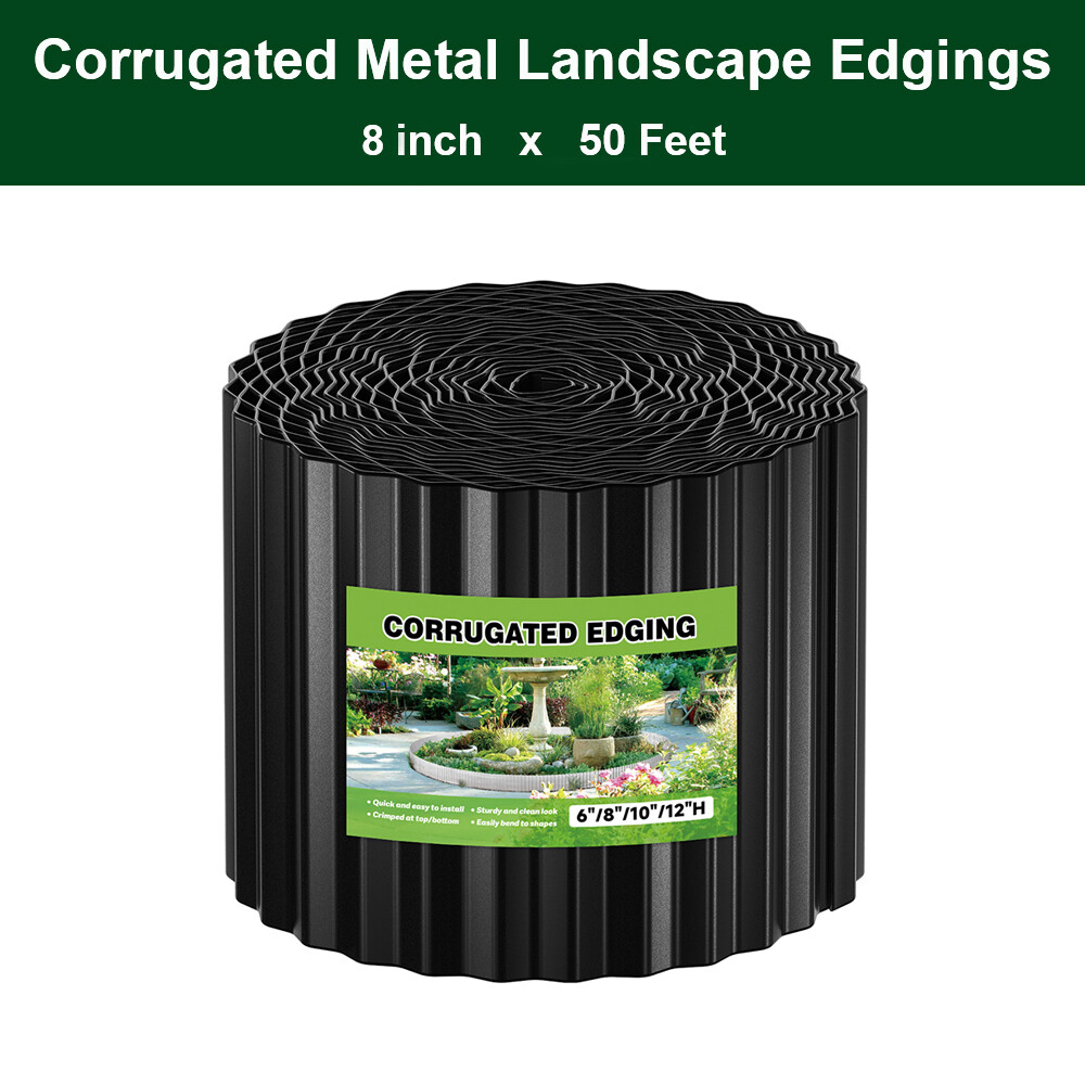 8 in x 50 Ft Galvanized Steel Edging for Landscape Corrugated Metal Garden Edges