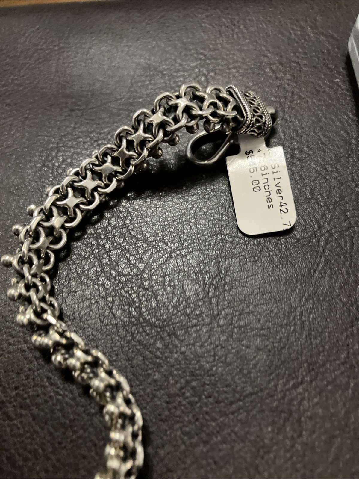 925 Sterling Silver Vintage Antique Finish Bracelet 42.7 Grams 7.6 Inches