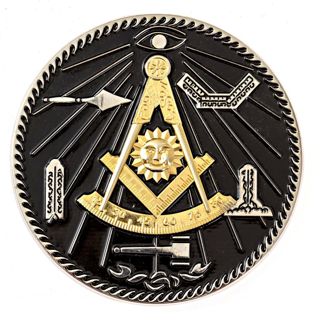 Past Master with Square & Quadrant and Working Tools Masonic Auto Emblem