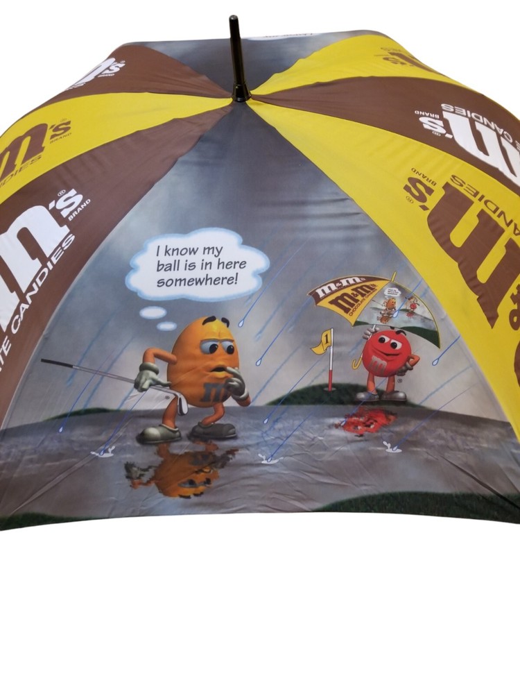 Collectable M & M Candy Umbrella Unique Oval Shape " Golf "