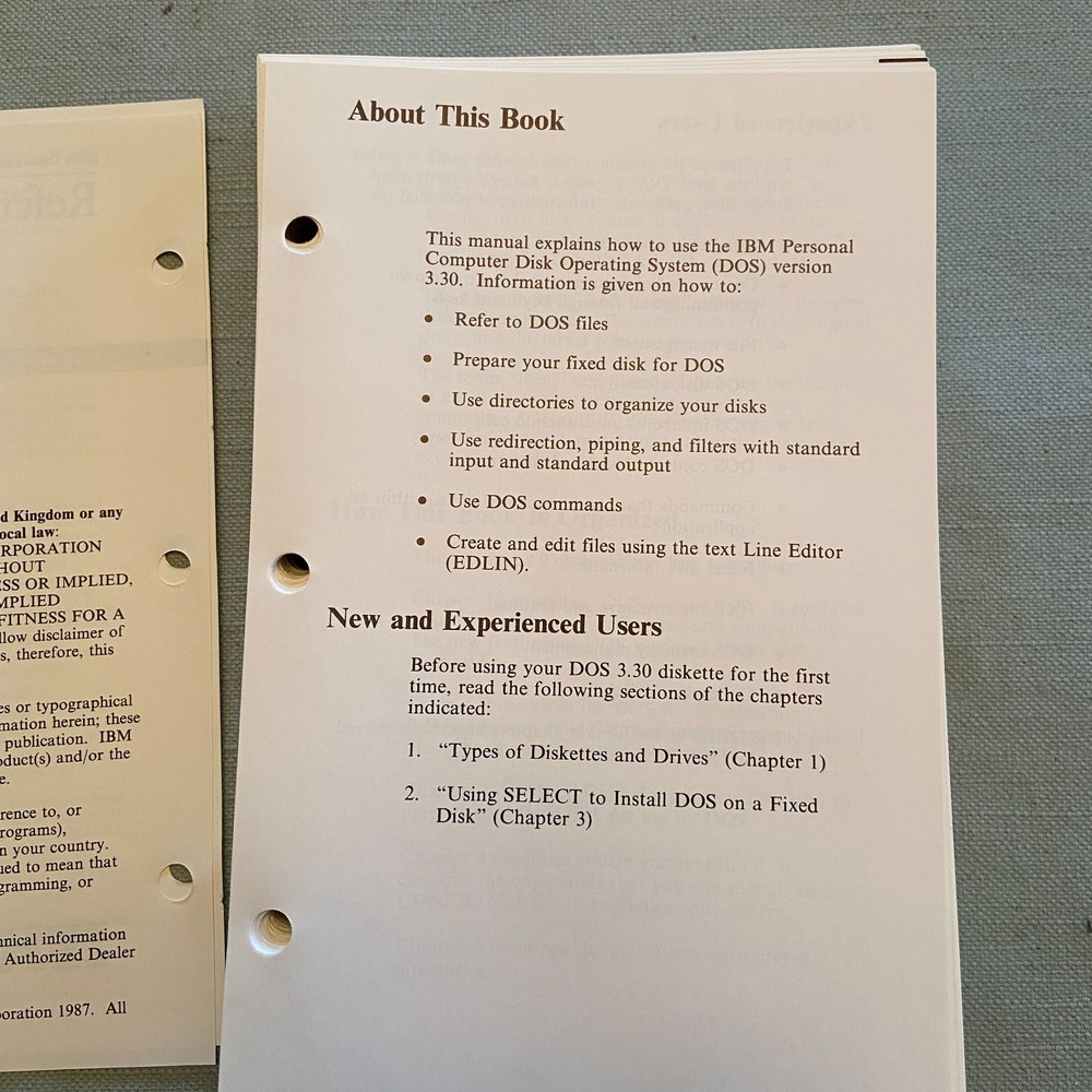 IBM Disk Operating System Version 3.30 Reference 1st Ed. 1987 Programming Family