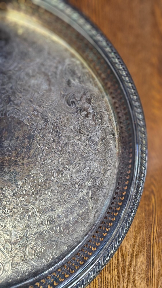 International Silver Co 12.25" silverplate serving tray equestrian trophy