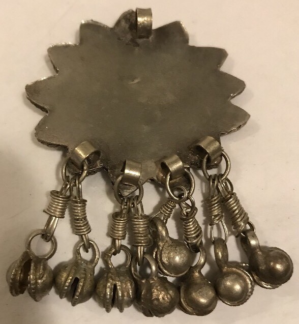Unique Silver Hand Made Pendant W/ Red Accent