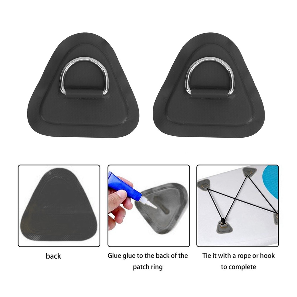 BLACK 4 Pcs D Patch Stainless Steel D Pad For Inflatable Surfboard