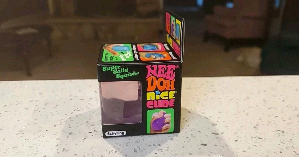 Nee Doh~Nice Cube Super Solid Squish Squeezable Stress Sensory Toy Purple~SEALED