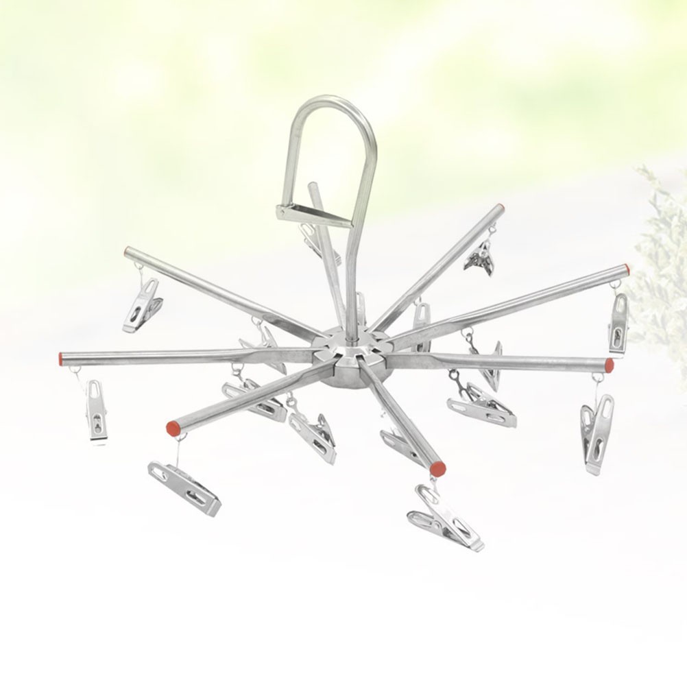 Hanging Laundry Drying Rack Clothes Stand Foldable Hangers with Clips