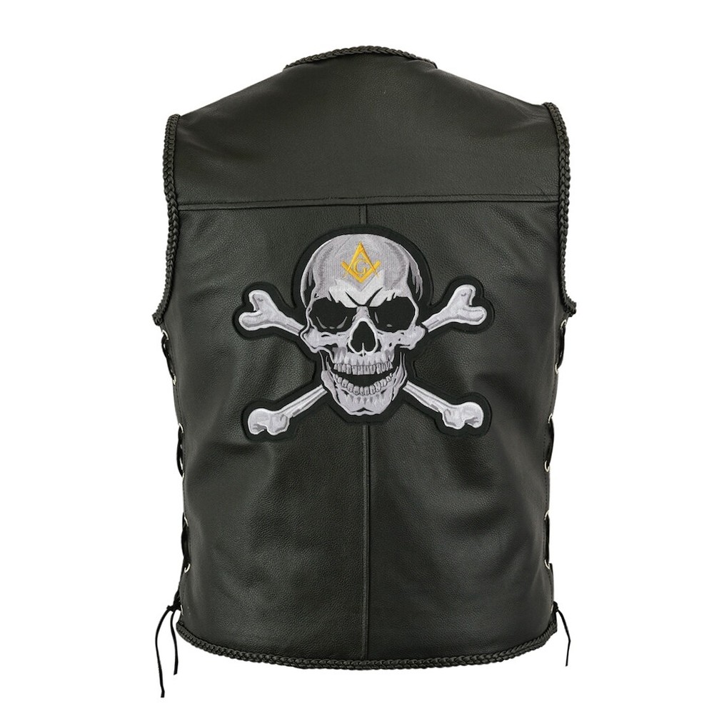 MASONIC SKULL Patch 10.5" | Skeleton Crossbones | Embroidered Iron On | Large