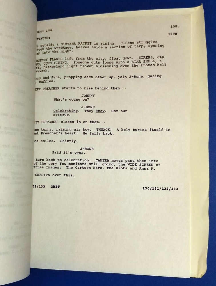 JOHNNY MNEMONIC original script KEANU REEVES DOLPH LUNDGREN sci fi DNA MEYER 95
