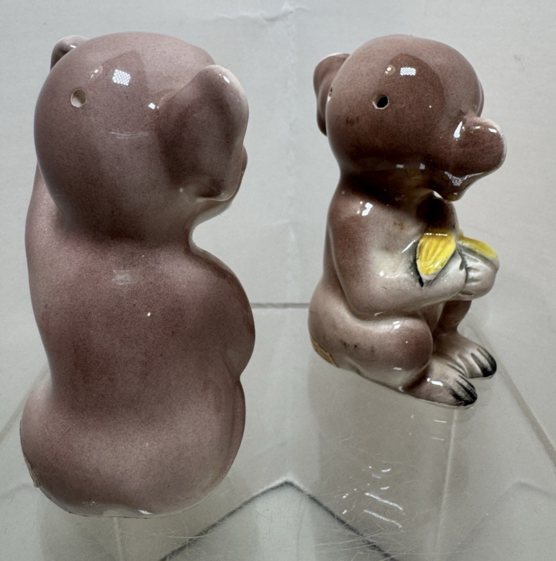 Vintage Monkey Salt and Pepper Shakers JAPAN Eating Bananas 1950s Kitsch Kitchen