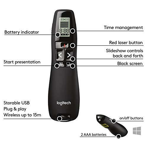 Logitech Professional Presenter R800, Wireless Presentation Clicker Remote with