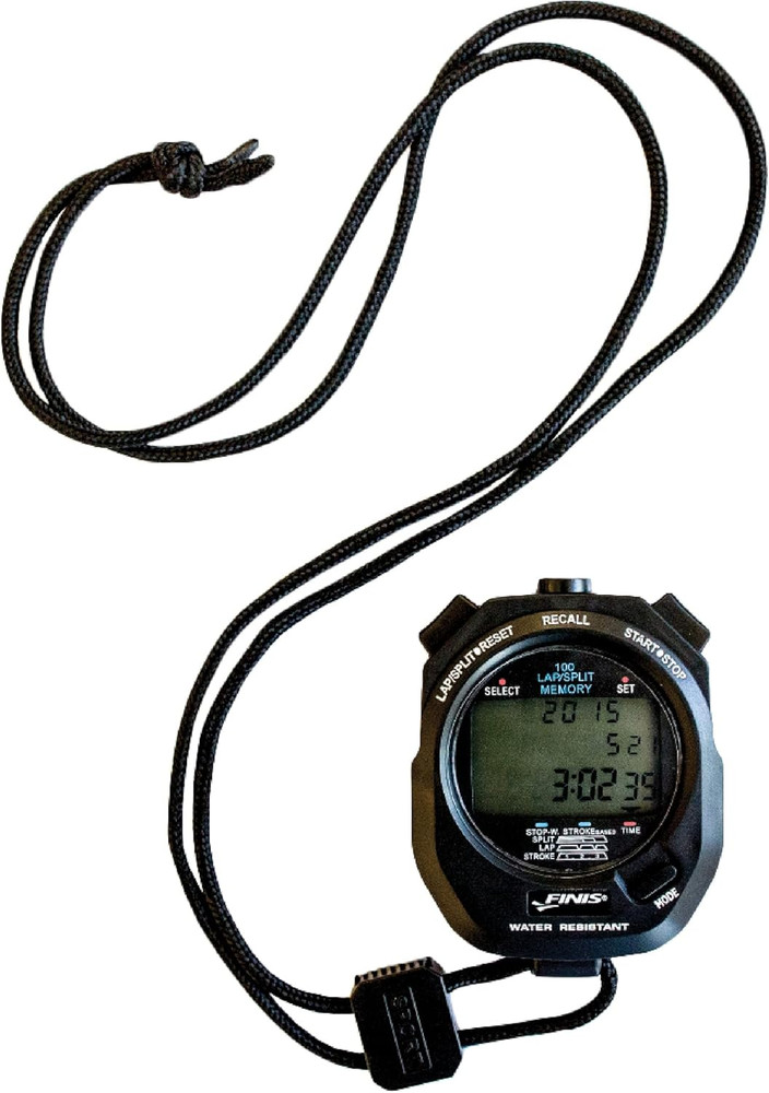 Swim Training Waterproof Stopwatch - 300 Split Memory & Easy-Read Display