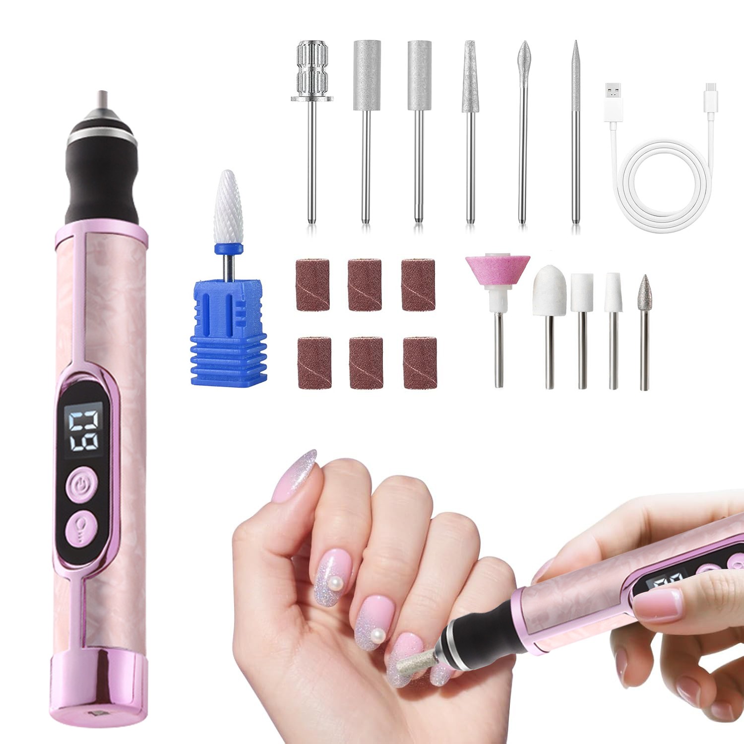 Electric Toe Nail Grinder Drill For Thick Toenails Set Manicure Pedicure Tools