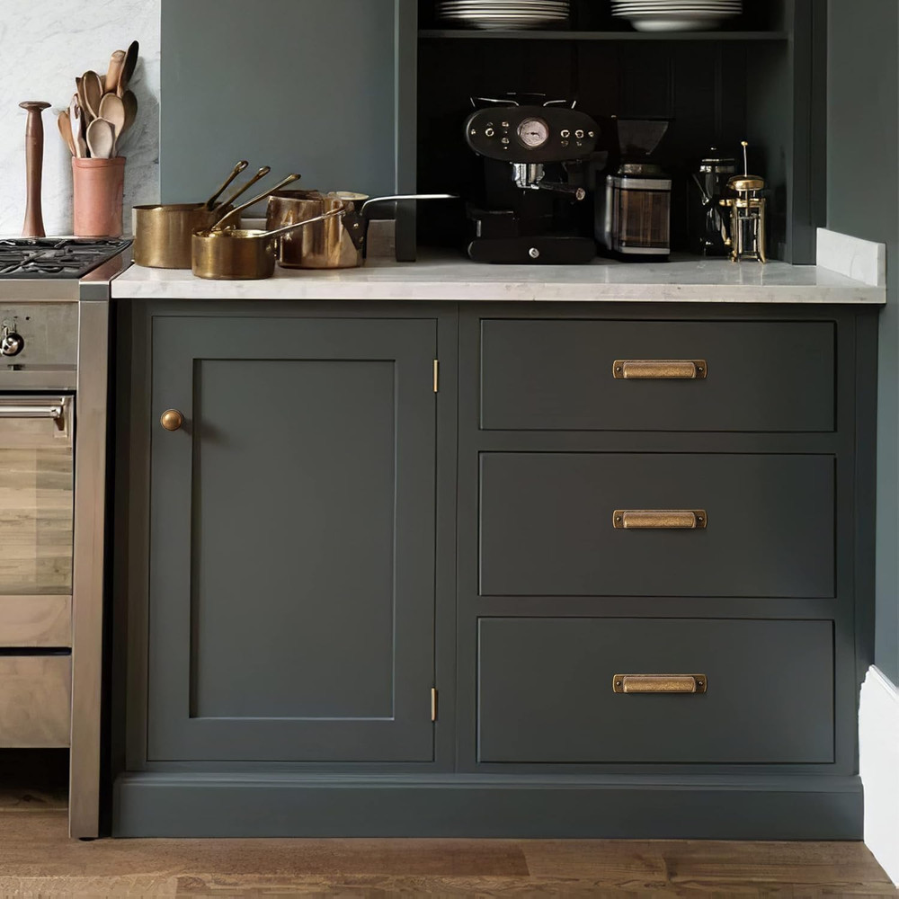 10 Pack 3" Drawer Pulls Antique Brass Cabinet Cup Pulls Kitchen Hardware Cabinet