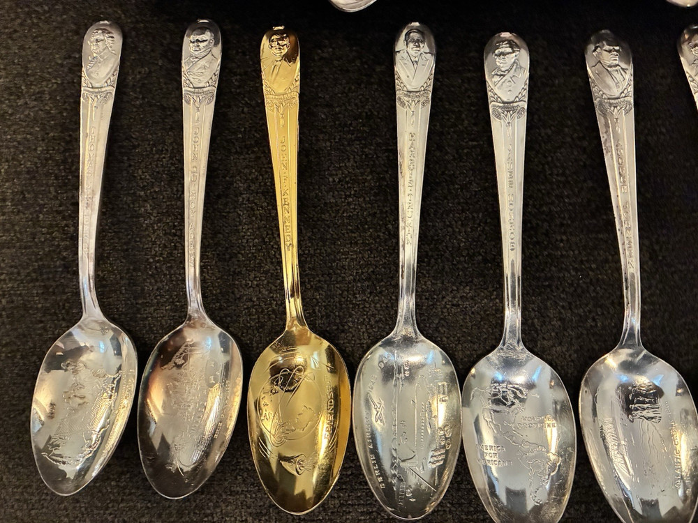 41 Vintage Silver plate, Wm. Rogers, Commemorative President Spoons
