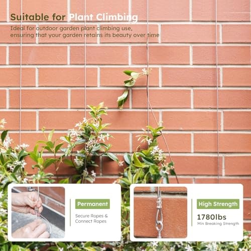 7 x 7 Strands Wire Rope with Aluminium 200FT 1/8 Inch Stainless Steel Cable Kit