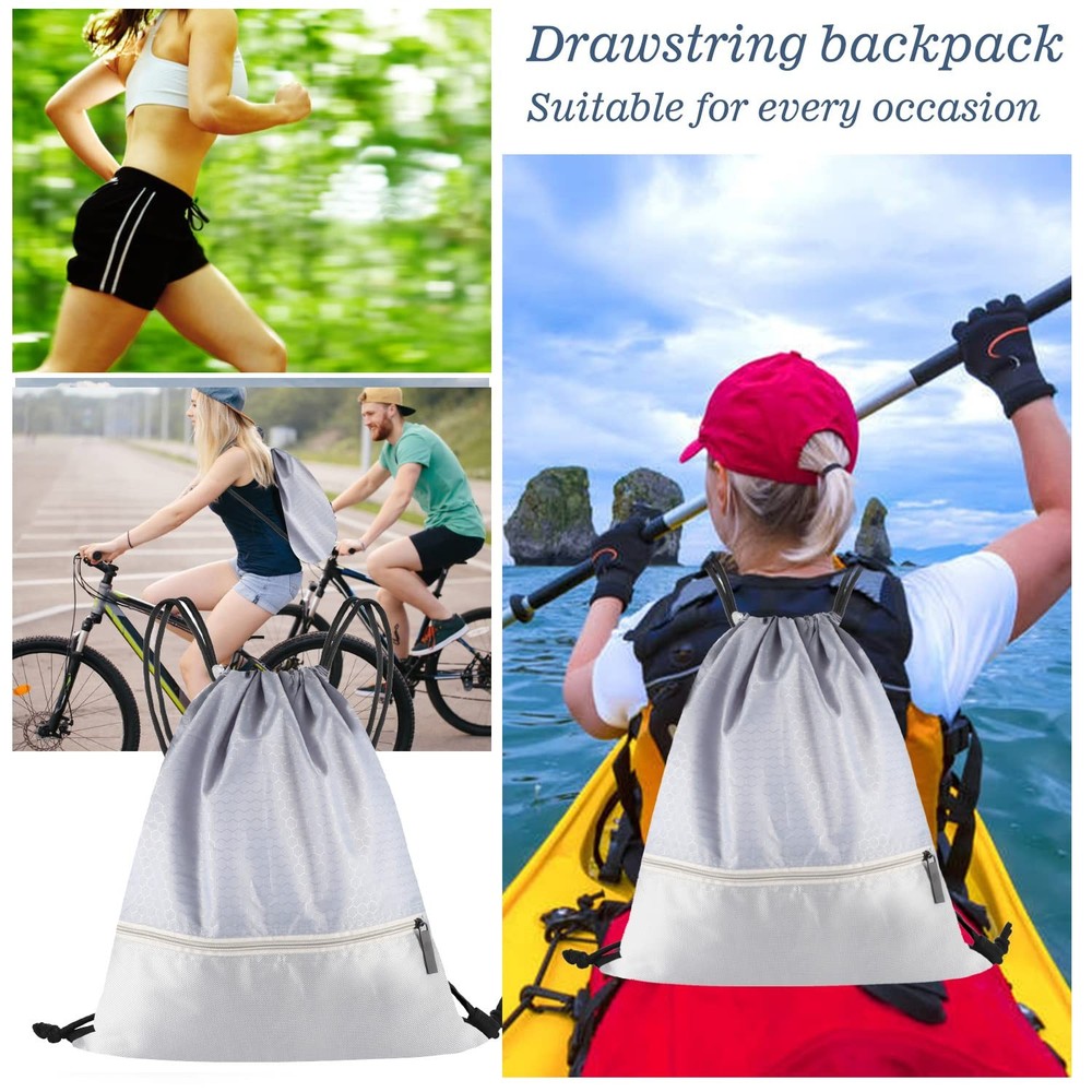 Drawstring Backpack Bag, Waterproof Draw String Back One Size, Grey, Ordinary