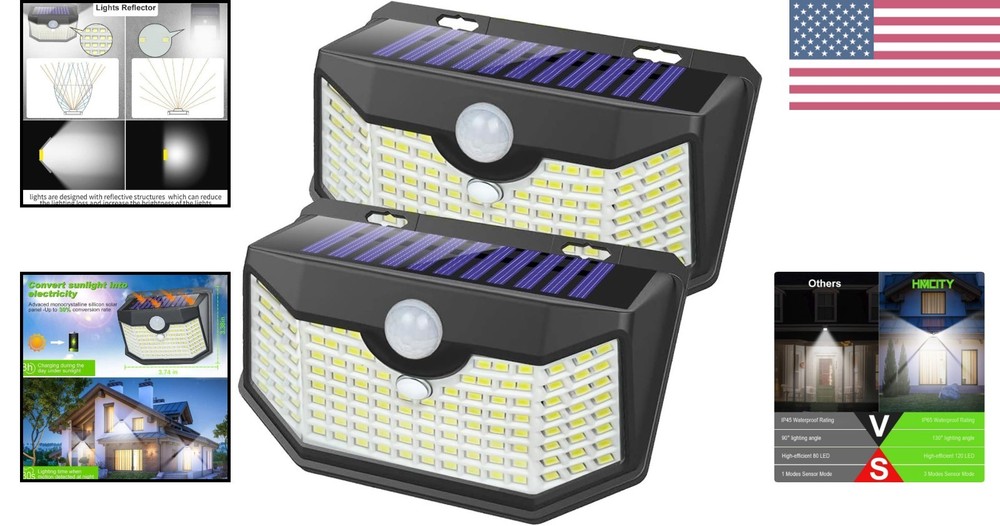 High-Performance Solar Wall Lights - Motion Sensor, 1200 Lumen, Daylight White