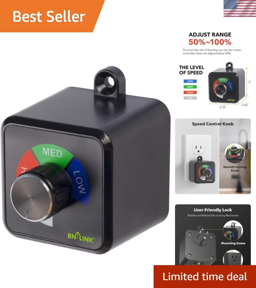 Adjustable Fan Speed Controller with 3 Settings – Safe & Efficient Operation