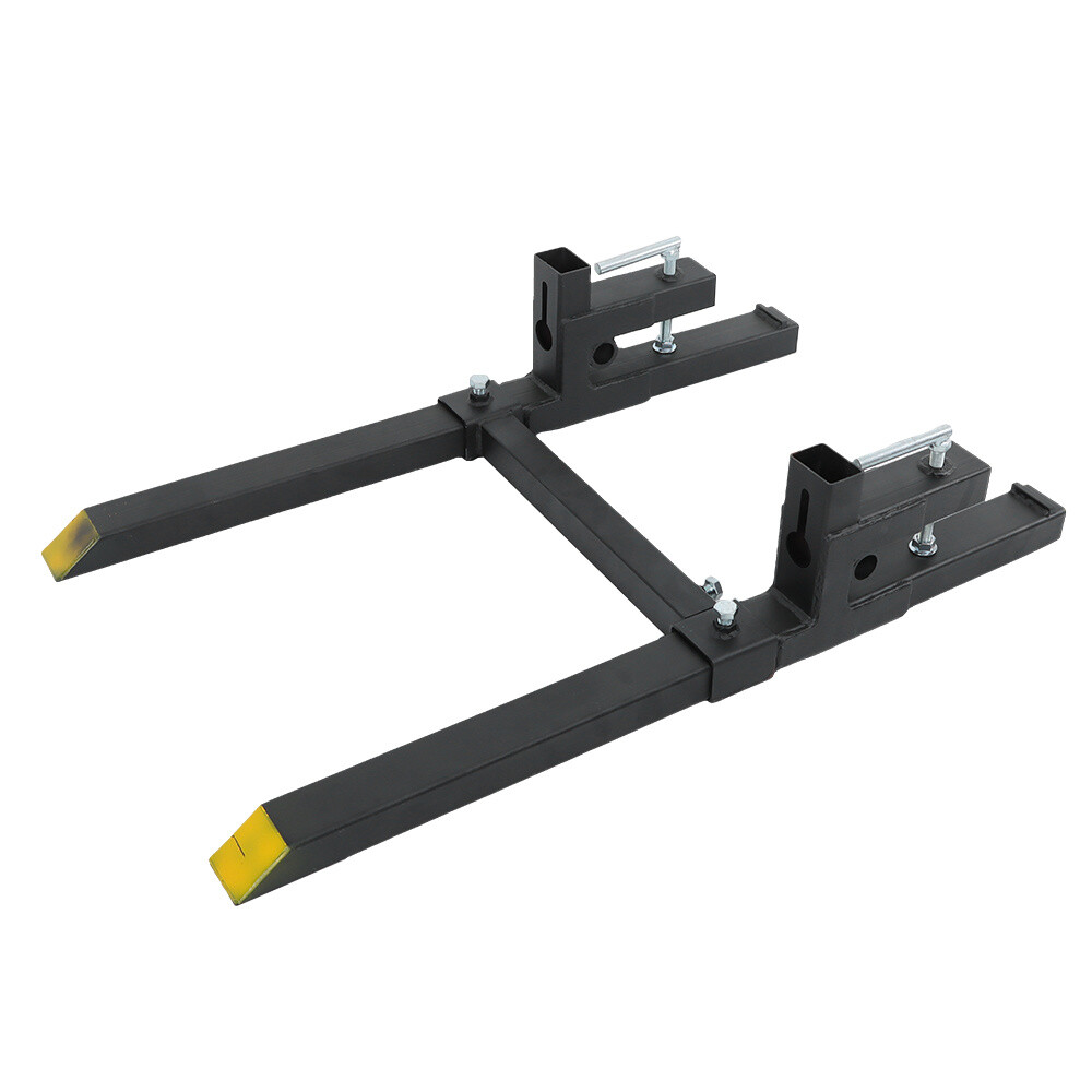 Tractor Bucket Forks 43" Clamp on Pallet Forks w/ Adjustable Stabilizer Bar