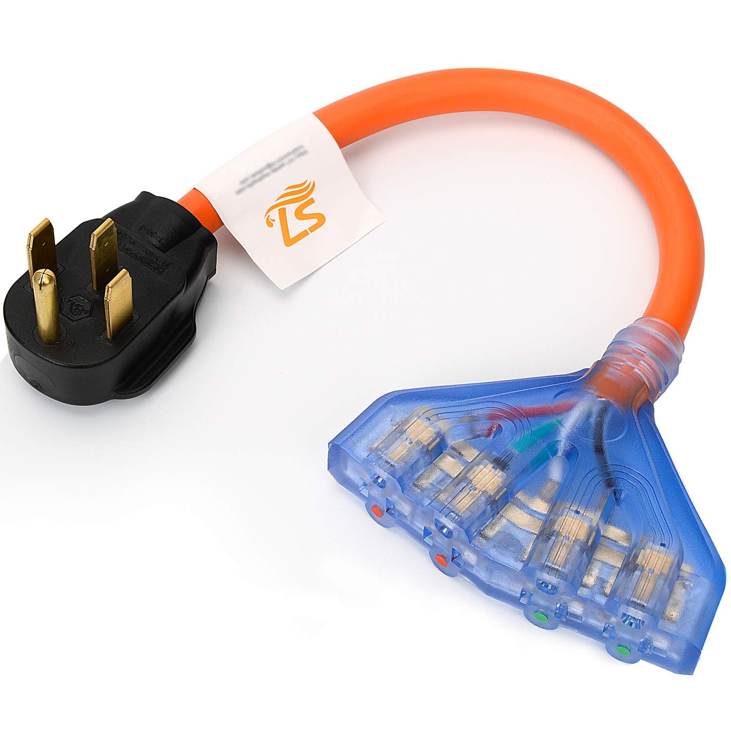 50 Amp to 110 Adapter, 240v to 120V Adapter, 4 Prong NEMA 14-50P Male to 4X 5...