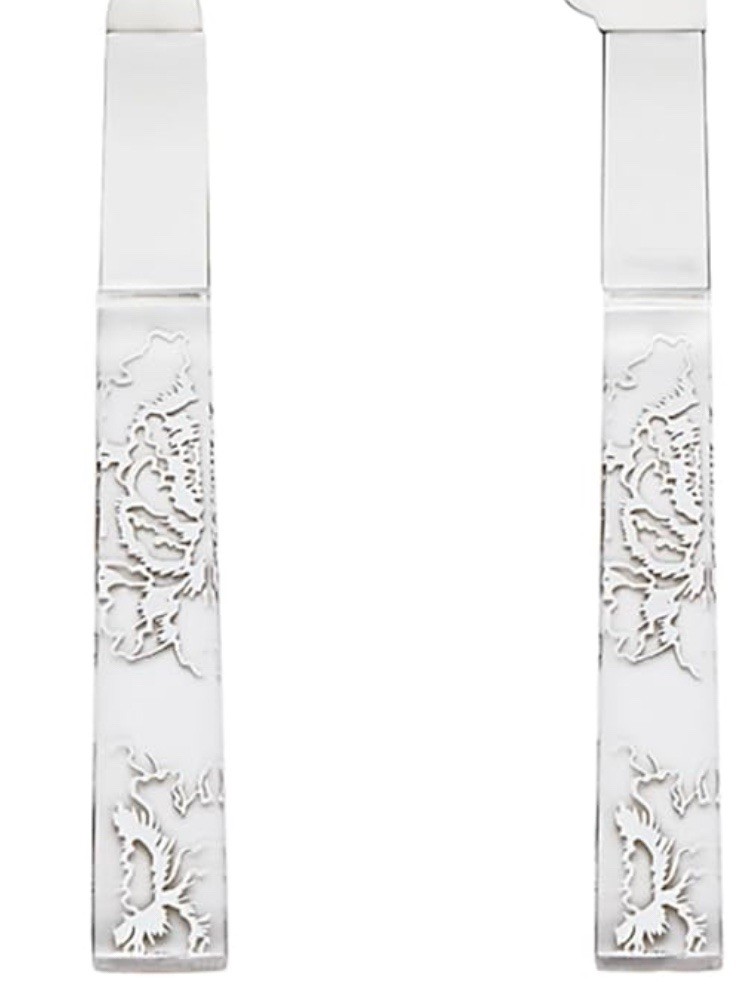 Silver Peony 2 Piece Dessert Set