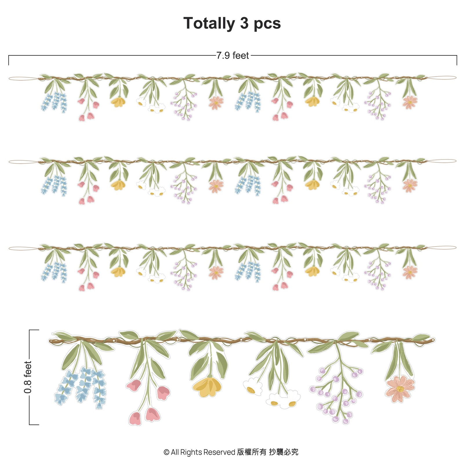 Flower Banner Garland set Wildflower Floral Garden Decoration mixed