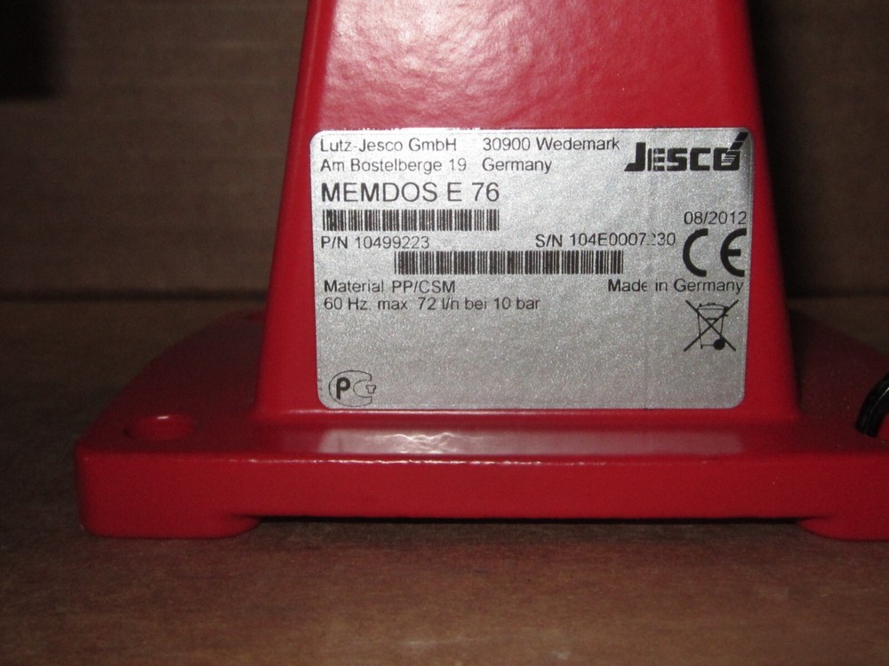 JESCO MEMDOS E 76 METERING PUMP MATERIAL PP/CSM