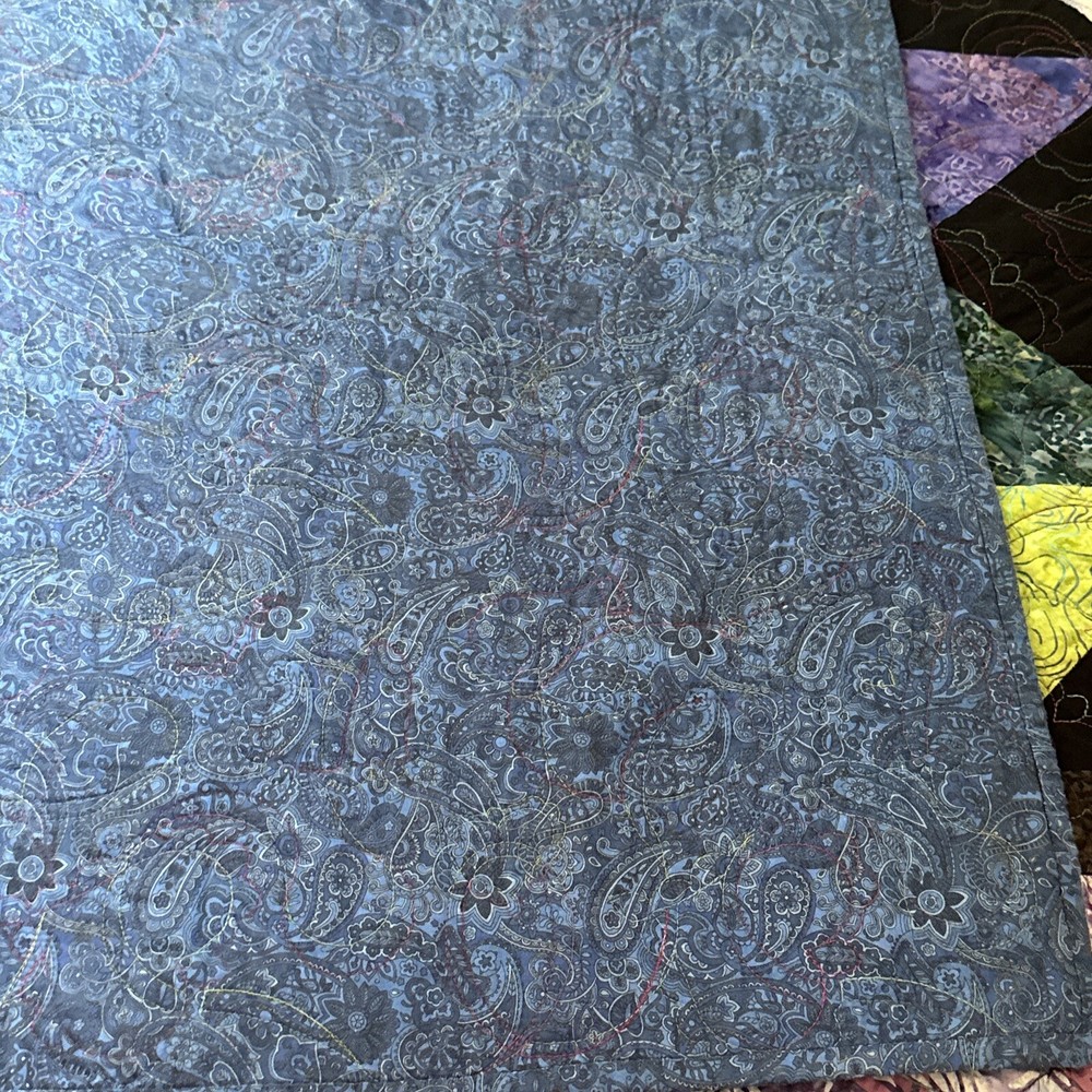 Handmade Batik PatchworkQuilt, 71 x 72 “, Quilt Purples