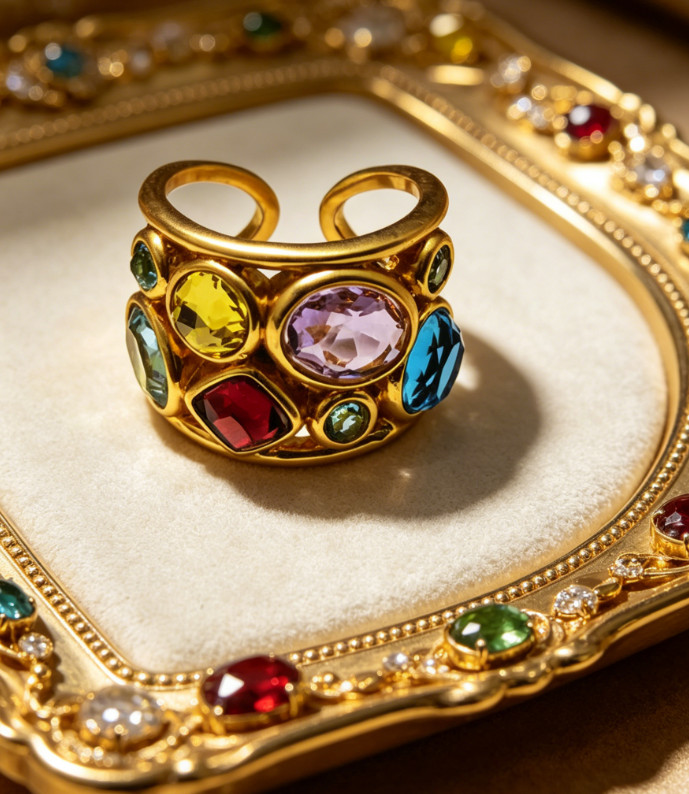 Julie Vos Kaleidoscope Statement Ring Size 7