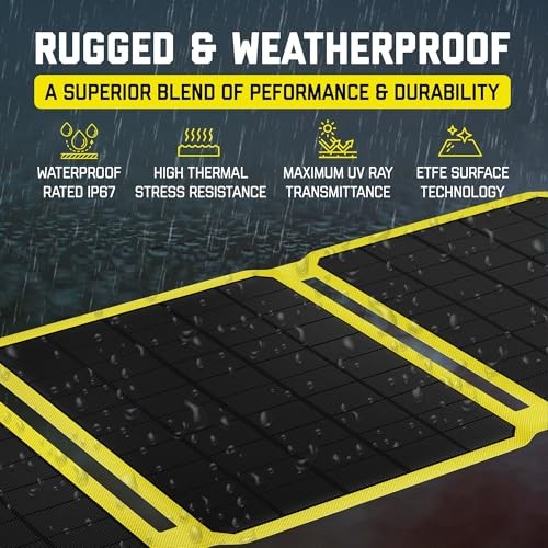 – Foldable Solar Panel, ETFE Waterproof Portable Solar Panel with 40 Watt