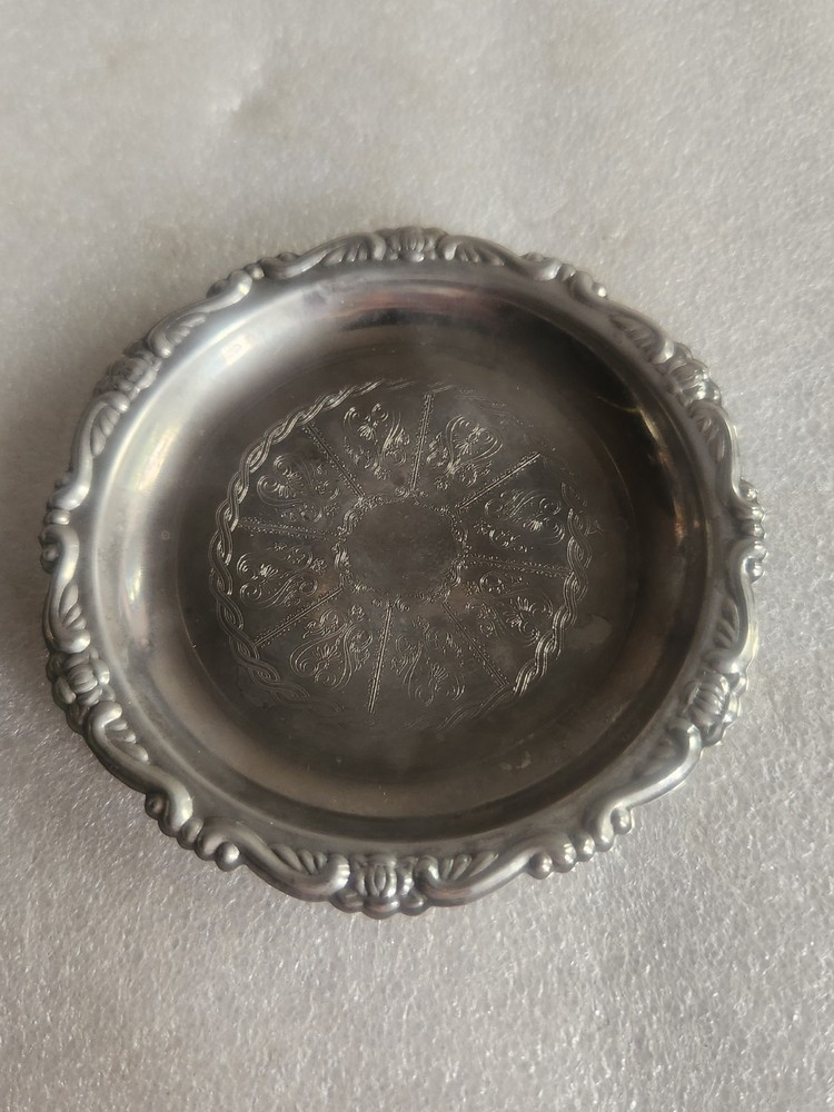 Vintage Silverplated Trinket Dish or Coaster • Electroplated Silver on Steel