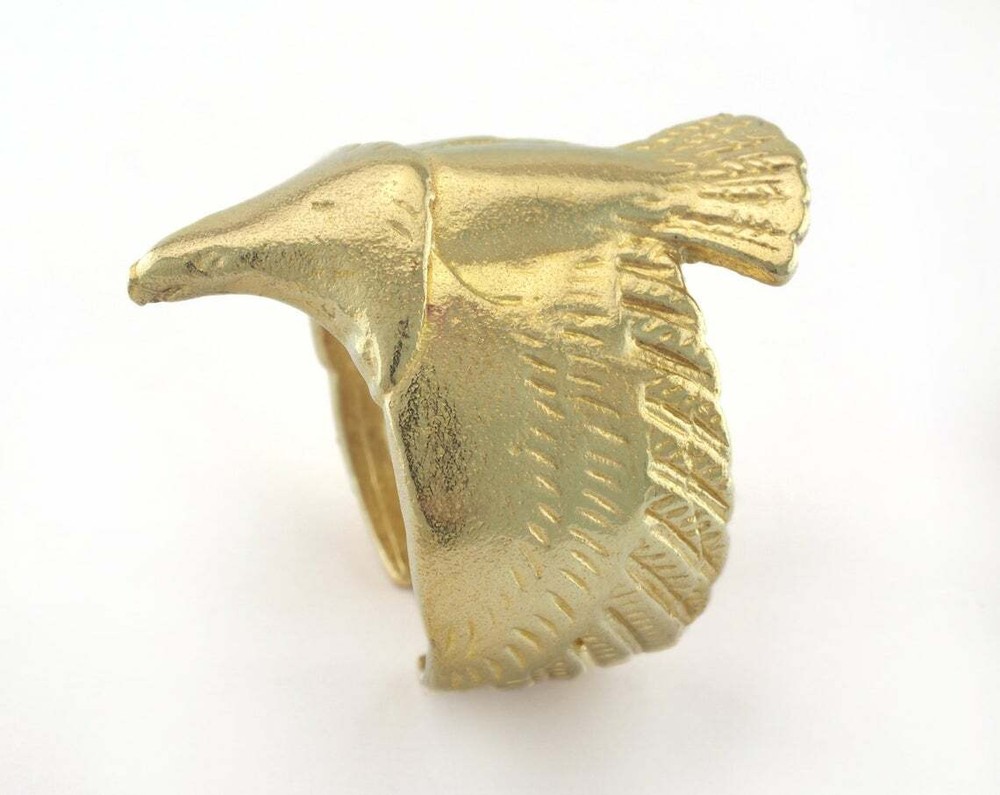 Eagle Adjustable Ring Raw Brass (19mm 8.5US inner size - Adjustable ) OZ3345