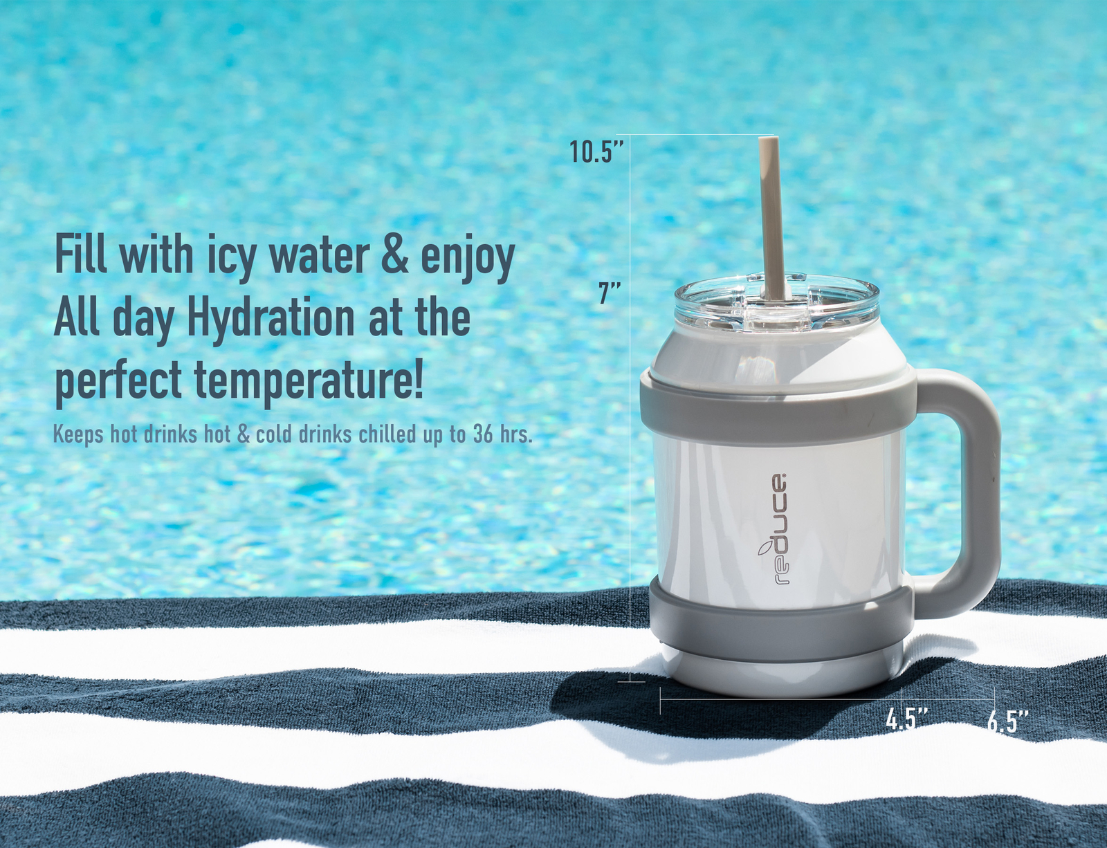 Reduce 50oz Stainless Steel Mug with Straw Lid, Mild Mint