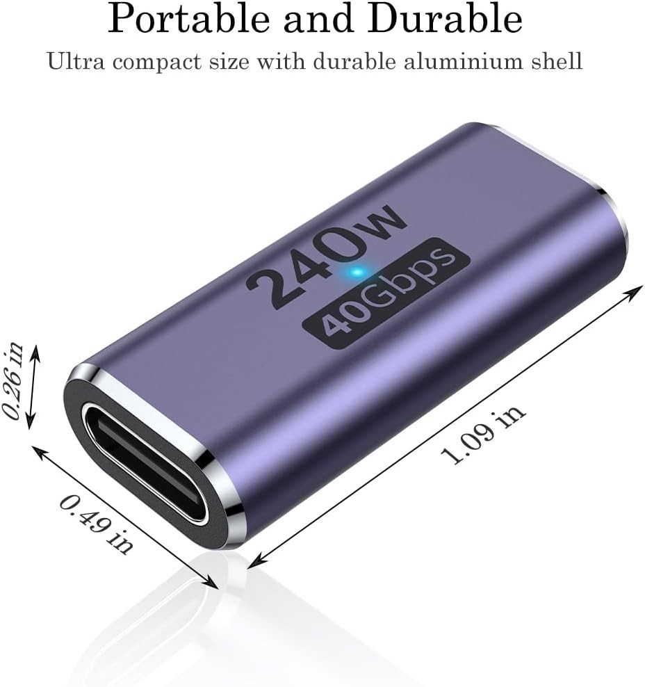 USB-C Coupler - 2 Pack with LED Indicator for Thunderbolt 4/3 Devices