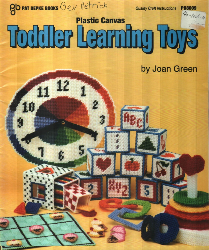 TODDLER LEARNING TOYS BLOCKS CLOCK STACKING RINGS PLASTIC CANVAS PATTERN BOOK