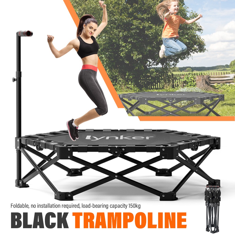 40" Heavy-Duty Mini Trampoline, 330LBS Foldable Rebounder with Handle Bar Set