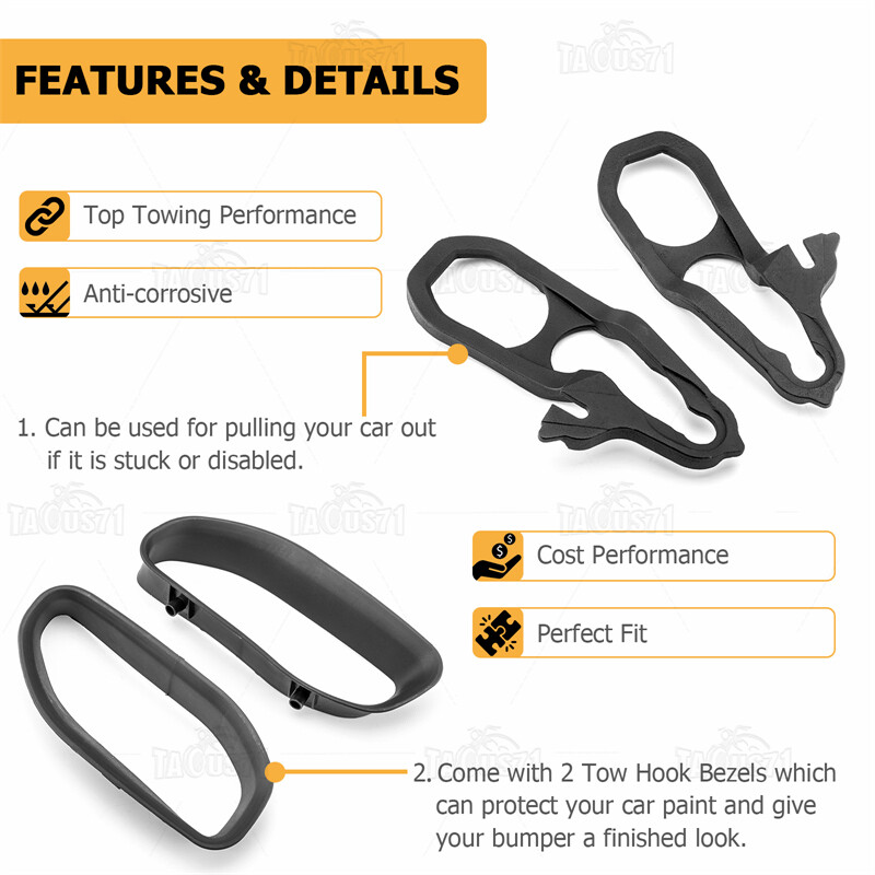 For 2019 2020 2021 2022 2023 2024 Ram 1500 DT Heavy Duty Front Tow Hooks +Bezels