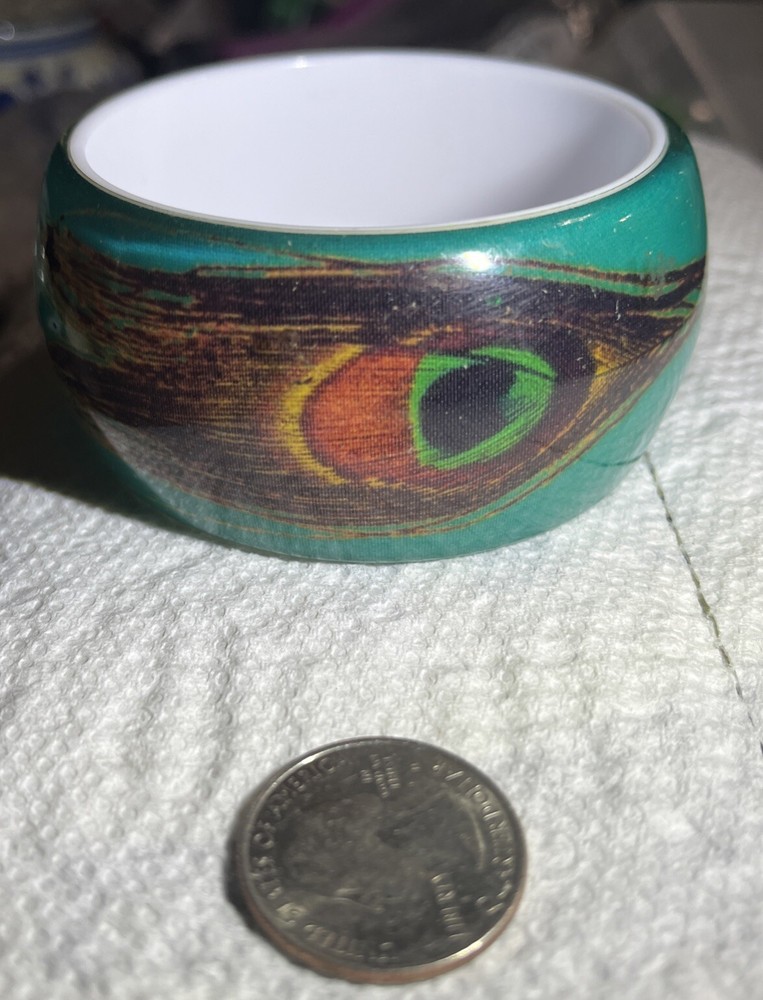 Bird / Feather Bangle Bracelet Wide Cuff