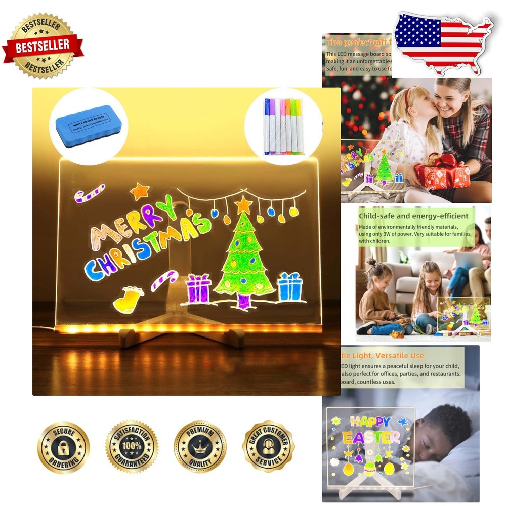 Creative LED Acrylic Note Board - Rewritable Message Board, Perfect Gift Idea