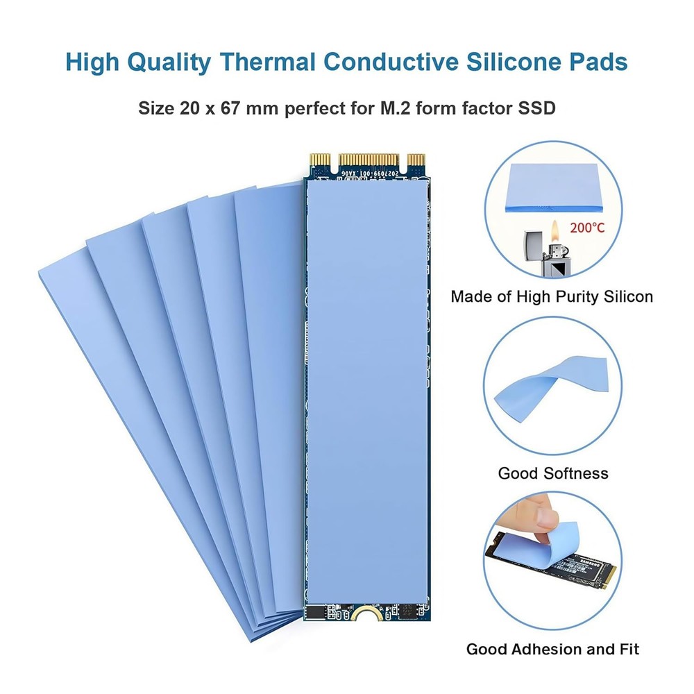 High Performance Silicone Thermal Pads - 12 Mixed Sizes for Efficient Cooling